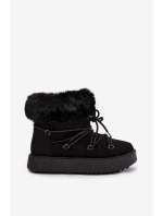 Sněhule s kožíškem a šněrováním Černé Sarivie Sněhule s kožíškem a šněrováním Černé Sarivie