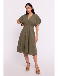 B278 Roztiahnuté šaty - olivovo zelené