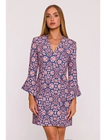 M877 Šaty s potlačou a širokými manžetami - model 3