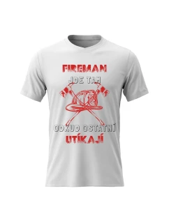 Pánské bavlněné tričko s potiskem - HASIČ - bílé