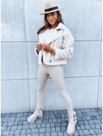 Dámska kožená bunda PLAYDIVA light beige FashionStreet TY3852 Dámska kožená bunda PLAYDIVA light beige FashionStreet TY3852