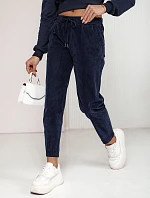 Dámske manšestrové nohavice VELVITO navy blue FashionStreet UY2288