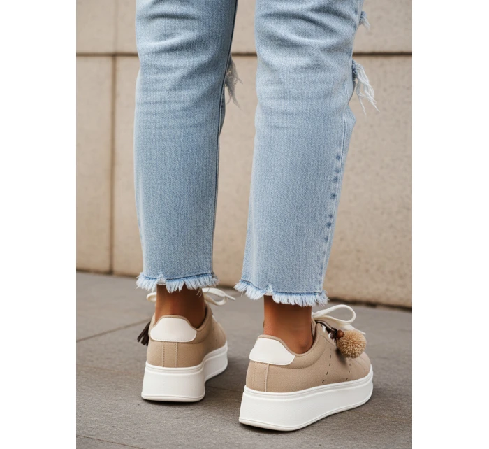 Dámske tenisky na platforme béžové FashionStreet ZY1419 Dámske tenisky na platforme béžové FashionStreet ZY1419