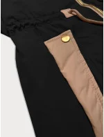 Čierna dámska bunda so šnúrkou v páse S'West (B8352-1)