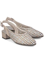 Dámske metalické béžové sandále Rieker 47078-90