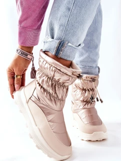 Damskie Ocieplane Śniegowce Na Suwak Złote Starbone