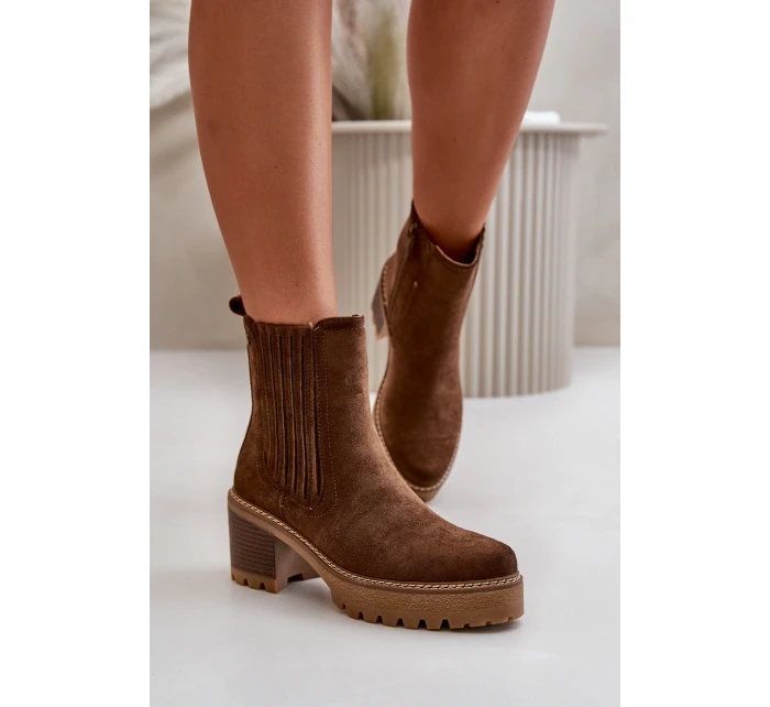Botki Damskie Na Słupku Z Eko Zamszu Ocieplane Ciemnobrązowe Nevitas Botki Damskie Na Słupku Z Eko Zamszu Ocieplane Ciemnobrązowe Nevitas