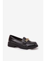 Lakované dámské mokasíny se zlatým ozdobným S   černé model 21713874 - D&A