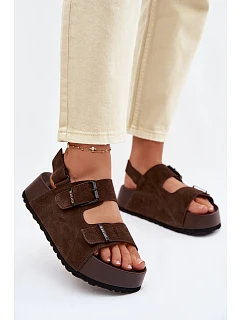 Semišové sandály na platformě Big Star TT274236 čokoládové