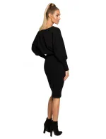 Pletené šaty v hladké černé model 17626025 - Moe