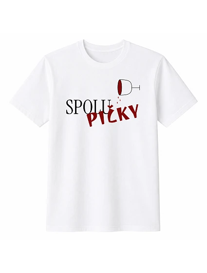 Dámske bavlnené tričko s potlačou - SPOLUPIČKY - biele Dámske bavlnené tričko s potlačou - SPOLUPIČKY - biele