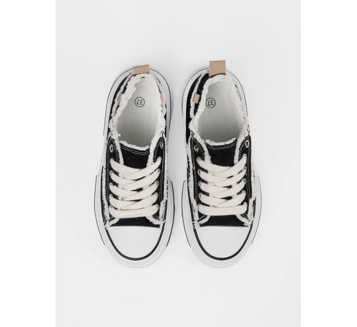 Luxusné čierne tenisky na platforme pre ženy Luxusné čierne tenisky na platforme pre ženy