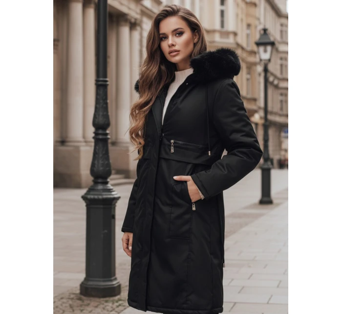 Dámská zimní bunda parka s kožešinou černá Dstreet model 21991636 - FashionStreet