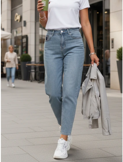 Dámské džíny mom fit s vysokým pasem modré Dstreet model 21996028 - FashionStreet Dámské džíny mom fit s vysokým pasem modré Dstreet model 21996028 - FashionStreet