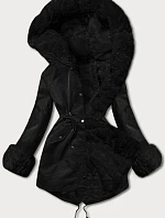 Parka s kožušinovou podšívkou čierno-čierna (5M763-392A)