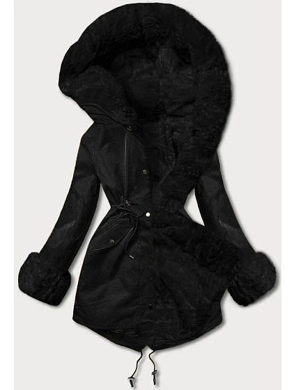 Parka s kožušinovou podšívkou čierno-čierna (5M763-392A) Parka s kožušinovou podšívkou čierno-čierna (5M763-392A)