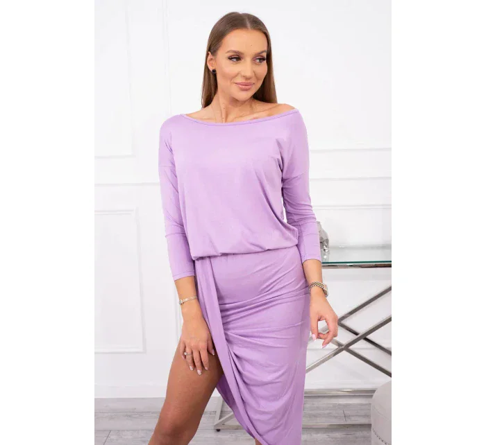Asymetrické šaty, 3/4 rukávy, světle fialové Asymetrické šaty, 3/4 rukávy, světle fialové