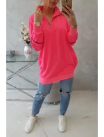 Mikina se zipem a kapsami růžová neonová