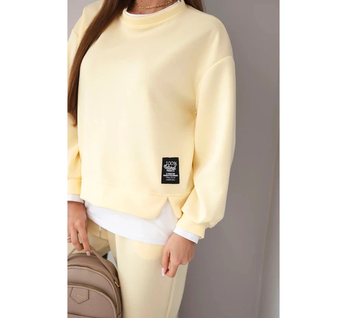Dámská souprava s volná mikina a tepláky žlutý model 21808625 - K-Fashion Dámská souprava s volná mikina a tepláky žlutý model 21808625 - K-Fashion