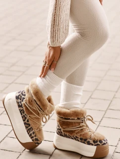 Kožené Dámské Sněhule Na Silné Podešvi S Kožešinou Big Star Hnědé model 21669692 - Big Star Shoes