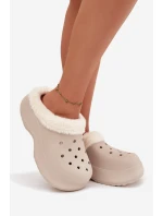 Pěnové dámské pantofle s kožešinou Khaki model 21772610 - Boto Pěnové dámské pantofle s kožešinou Khaki model 21772610 - Boto