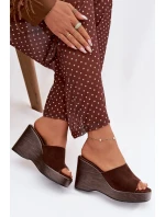 Ženské pantofle na platformě čokoládové Ravelia Ženské pantofle na platformě čokoládové Ravelia