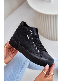 Zateplené dámske tenisky s prešívaním Big Star Black