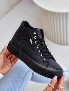 Zateplené dámske tenisky s prešívaním Big Star Black