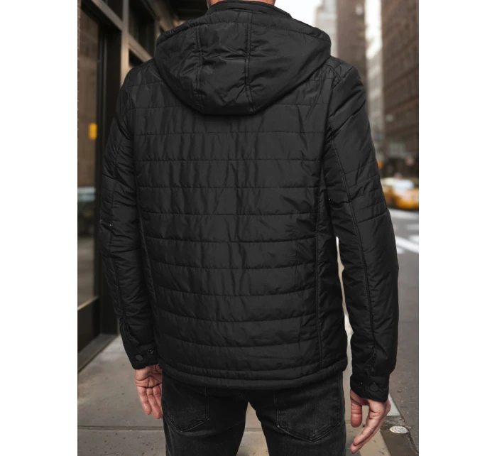 Pánská přechodná prošívaná bunda s kapucí černá Dstreet model 21983032 - FashionStreet