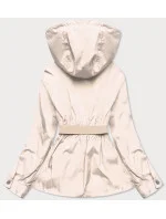 Krátká béžová dámská bunda s páskem model 17032530 - Ann Gissy Krátká béžová dámská bunda s páskem model 17032530 - Ann Gissy