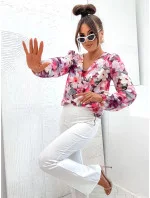 Blúzka s buffovými rukávmi fuchsiová (021)