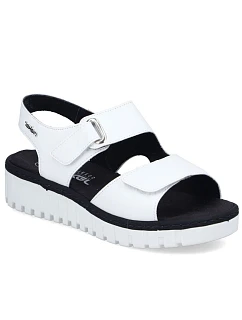 Biele kožené dámske sandále na platforme Rieker V1382-80