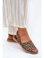 model 21697372 Kožené Nazouvací Sandály Leopardí - Zazoo