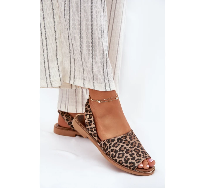 model 21697372 Kožené Nazouvací Sandály Leopardí - Zazoo