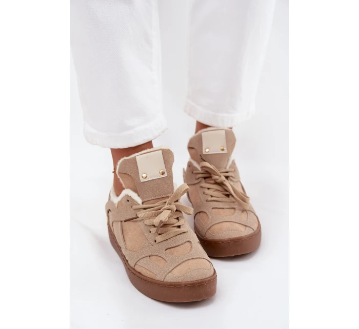 Dámské tenisky na platformě s s kožešinou béžové model 21707254 - Boto Dámské tenisky na platformě s s kožešinou béžové model 21707254 - Boto