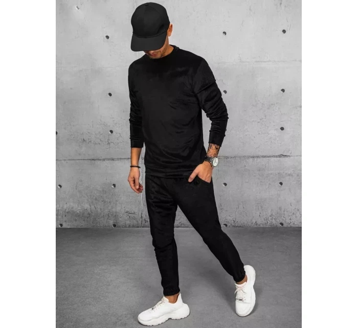 Pánska čierna velúrová mikina FashionStreet BX5534