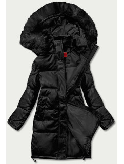 Čierna dámska zimná bunda z ekologickej kože (TY038-1)