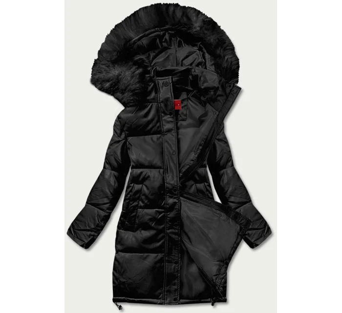 Dámska zimná bunda z ekokože čierna (TY038-1)