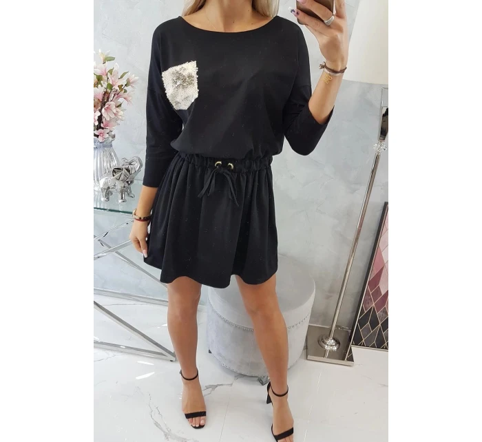 Šaty s flitrovou kapsou černé