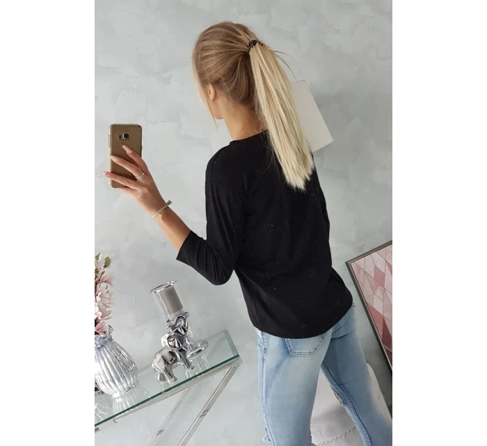 Blúzka s 3D grafikou vtáka čierna