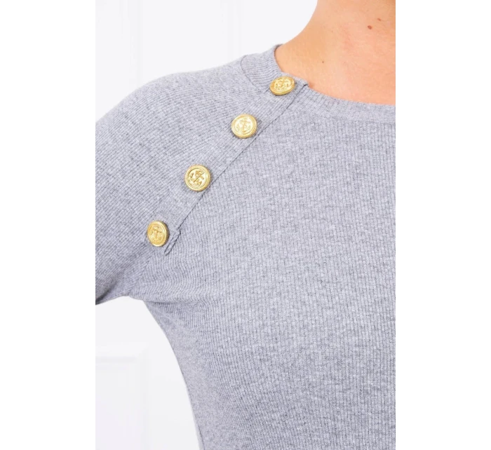 Šaty s ozdobnými gombíkmi šedej