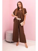 Viskózový komplet se zlatým lemováním hnědý Viskózový komplet se zlatým lemováním hnědý