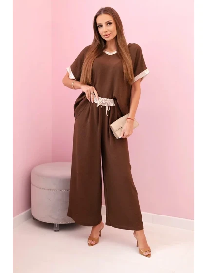 Viskózový komplet se zlatým lemováním hnědý Viskózový komplet se zlatým lemováním hnědý