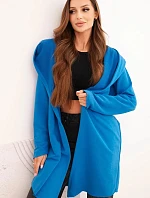 Dámska bavlnená bunda s kapucňou a predĺženým predným dielom strieborná