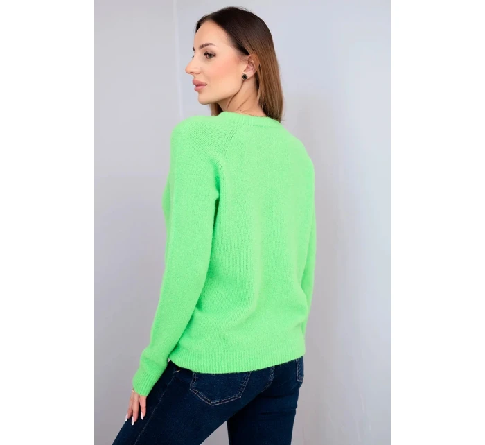 Dámsky detský sveter z alpaky s dlhými rukávmi neónovo zelenej farby Dámsky detský sveter z alpaky s dlhými rukávmi neónovo zelenej farby