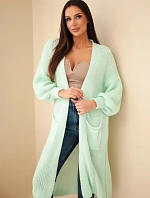 Dlouhý svetr kardigan světle mátový