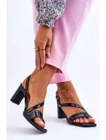 Damskie Lakierowane Sandały Na Słupku Czarne Carrie