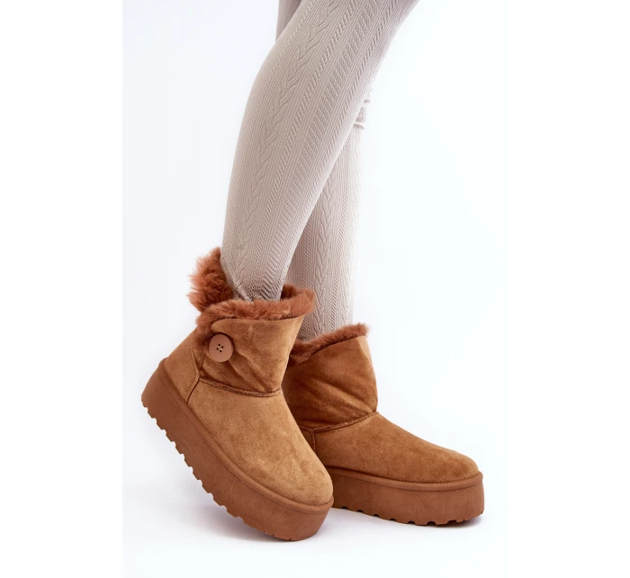Damskie Śniegowce Na Platformie Z Futerkiem Camel Wikasem
