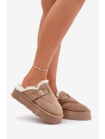 Kapcie Damskie Na Grubej Podeszwie Z Futerkiem I Klamrą Ciemnobeżowe Linneola Kapcie Damskie Na Grubej Podeszwie Z Futerkiem I Klamrą Ciemnobeżowe Linneola