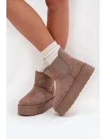 Damskie Śniegowce Z Elastyczną Wstawką Khaki Kiora